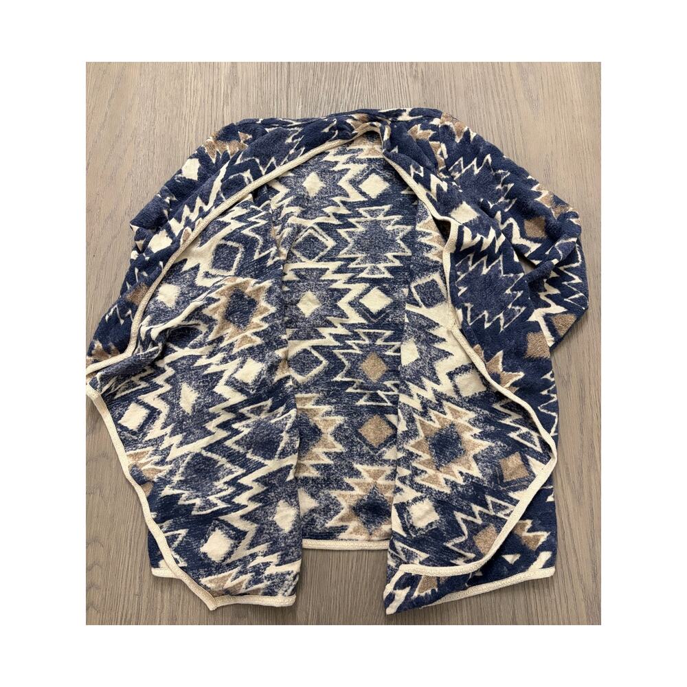 Lucky Brand Aztec Print Cardigan Sweater Women’s Large Open Front Cozy Knit - Picture 3 of 7